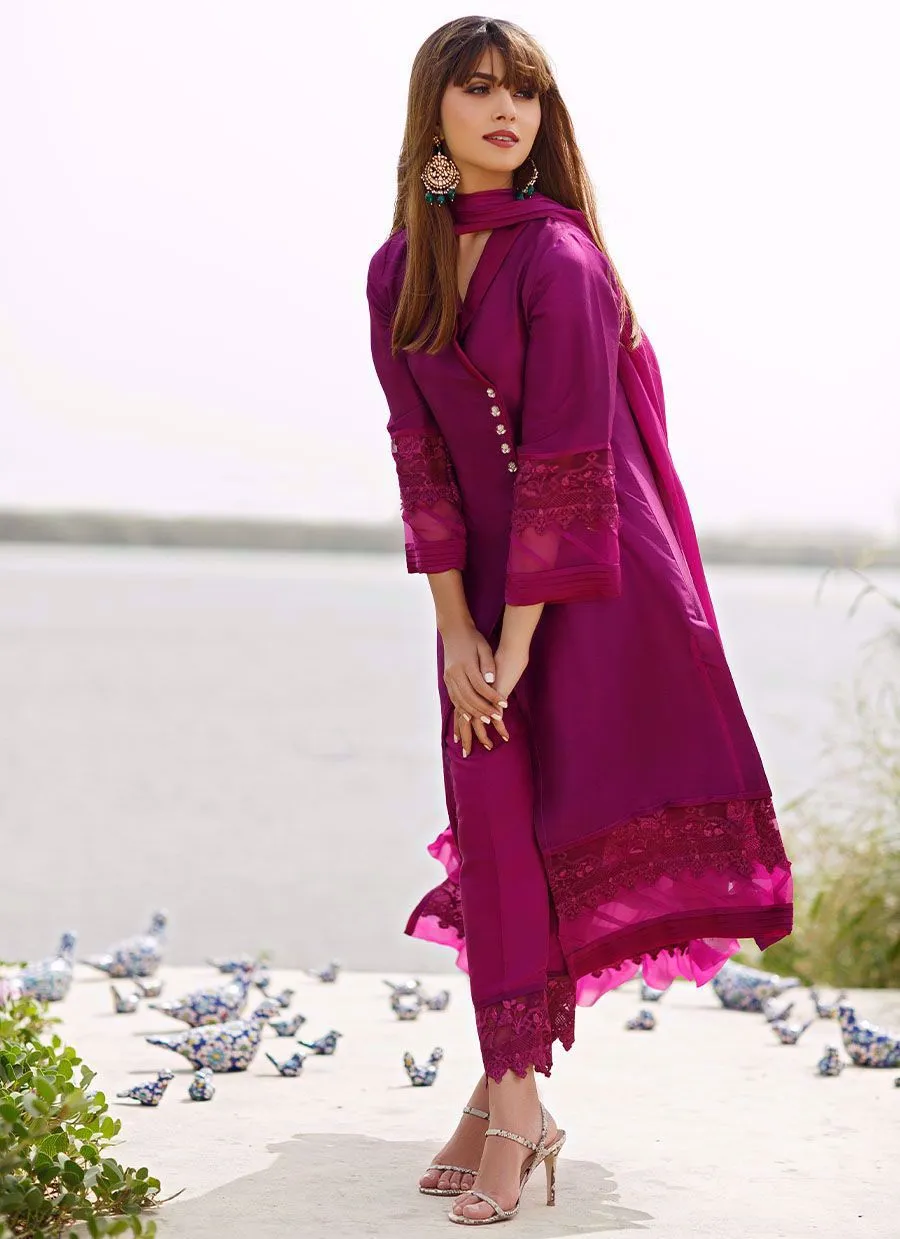 Amethyst overlap shirt with dupatta