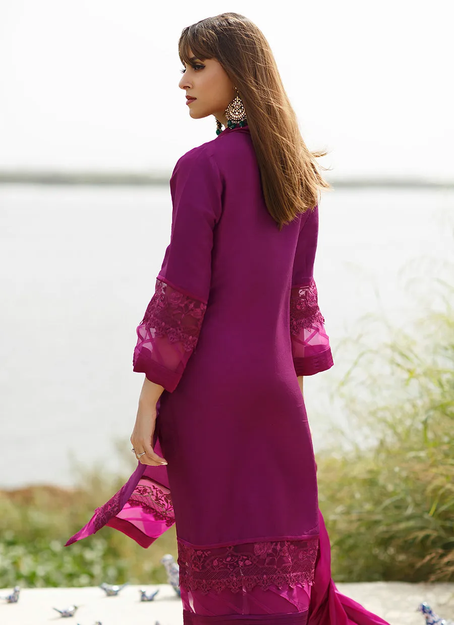 Amethyst overlap shirt with dupatta