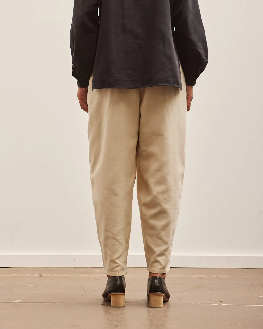 Black Crane Draped Pants, Ivory