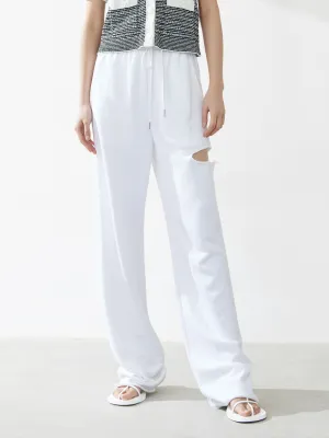 Cotton Side Slits Sweat Pants
