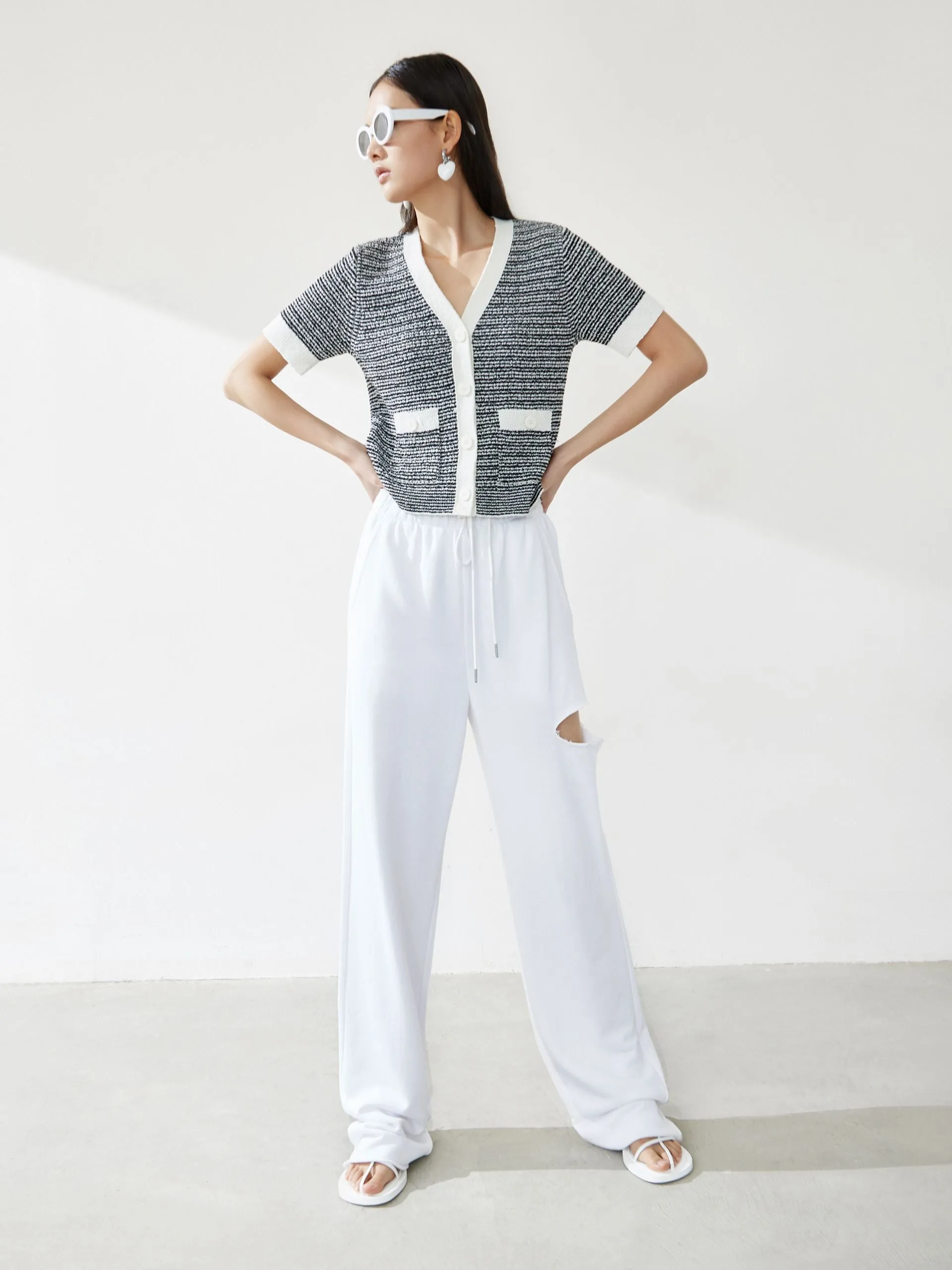 Cotton Side Slits Sweat Pants