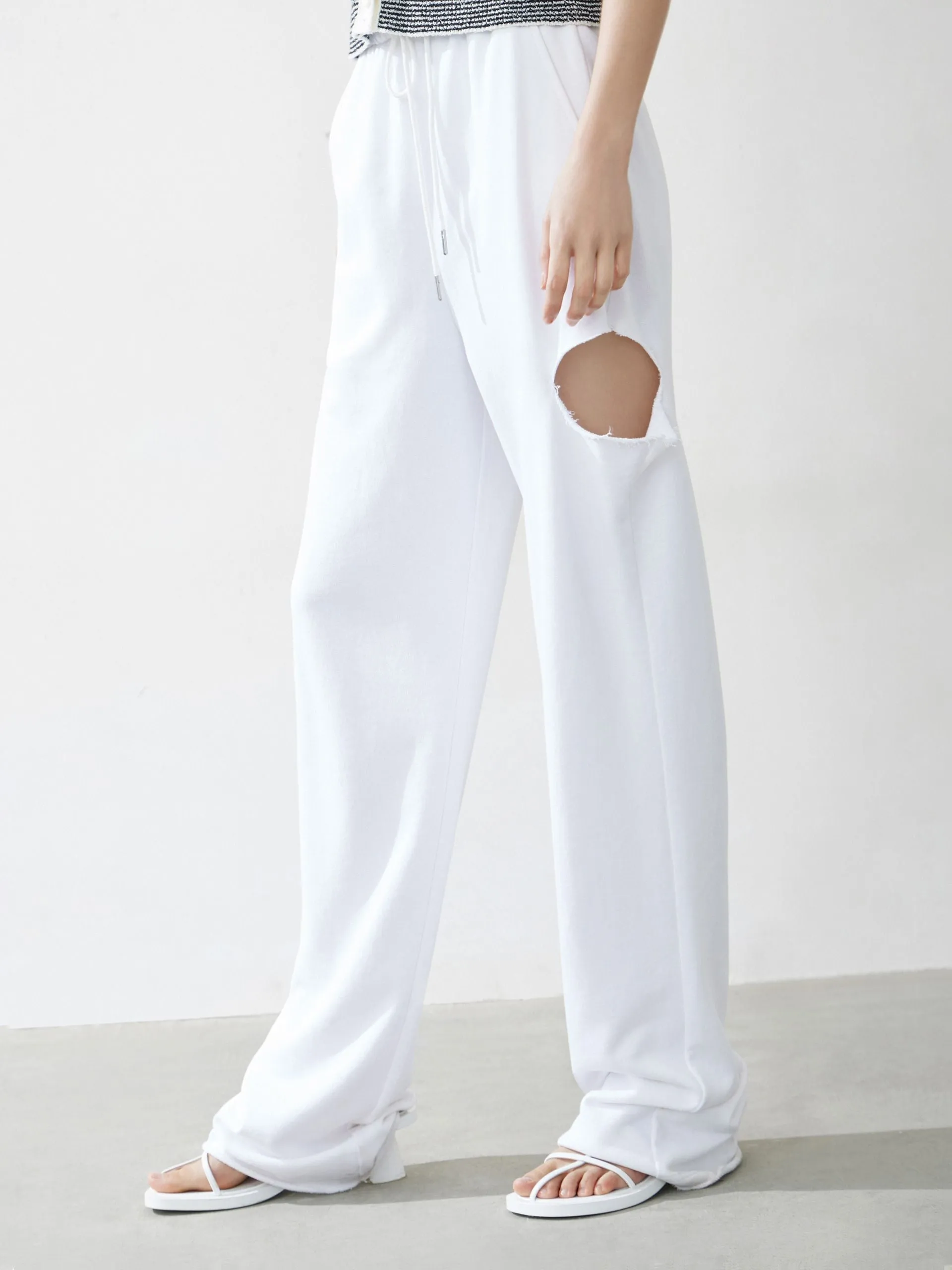 Cotton Side Slits Sweat Pants