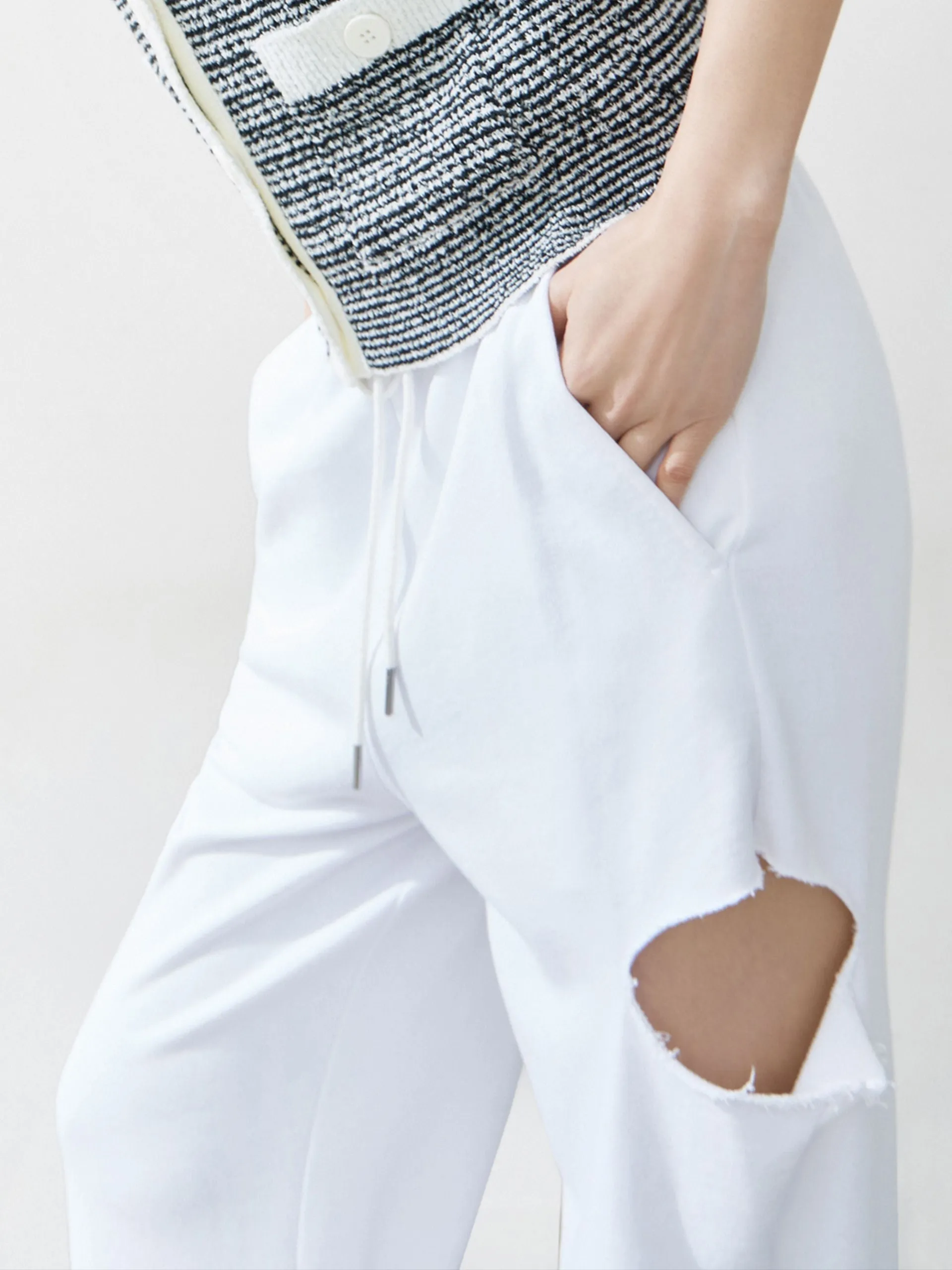 Cotton Side Slits Sweat Pants