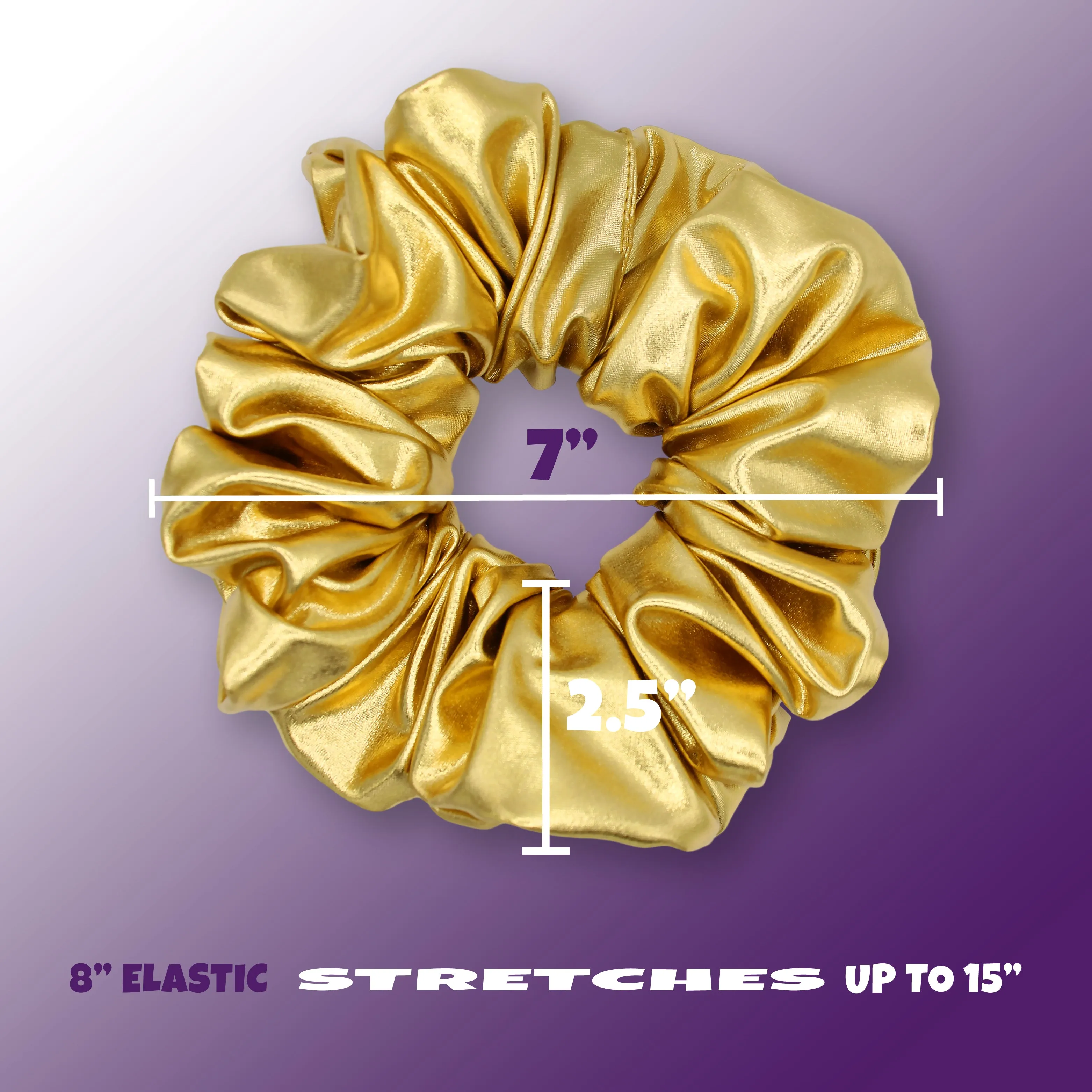 KING SIZE Metallic Scrunchies XXL Oversized Made in the USA Gold