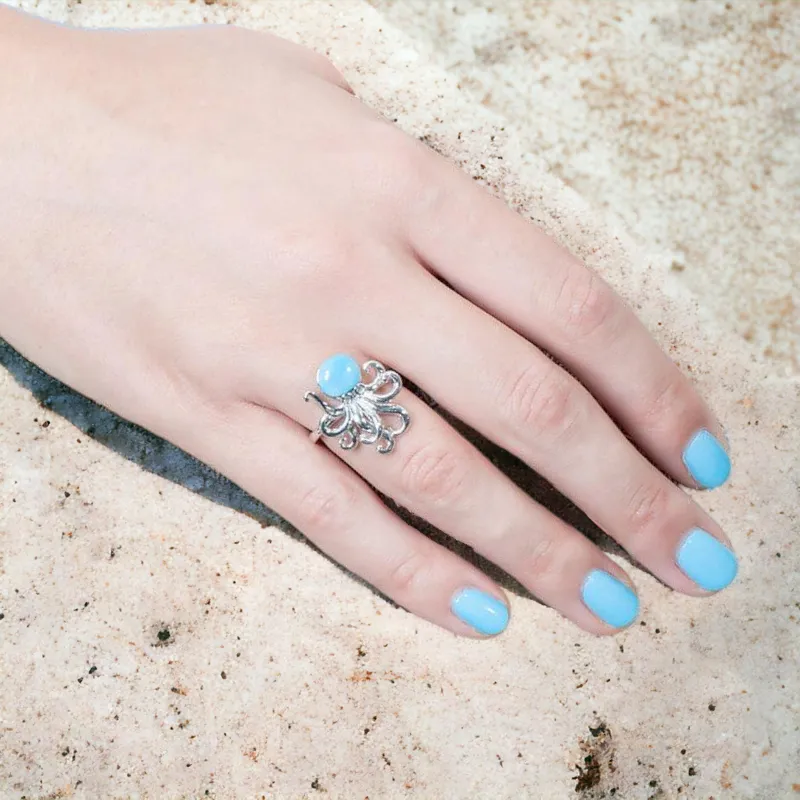 Larimar and Topaz Kraken Ring by Alamea