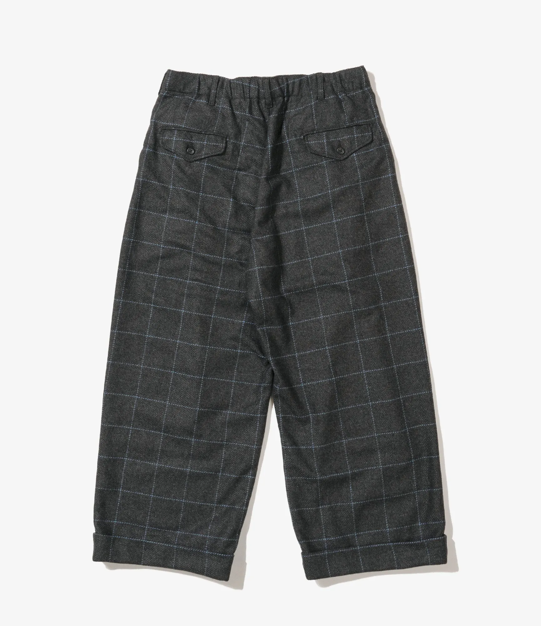 Oxford Pant – Charcoal/Blue Windowpane Poly Wool