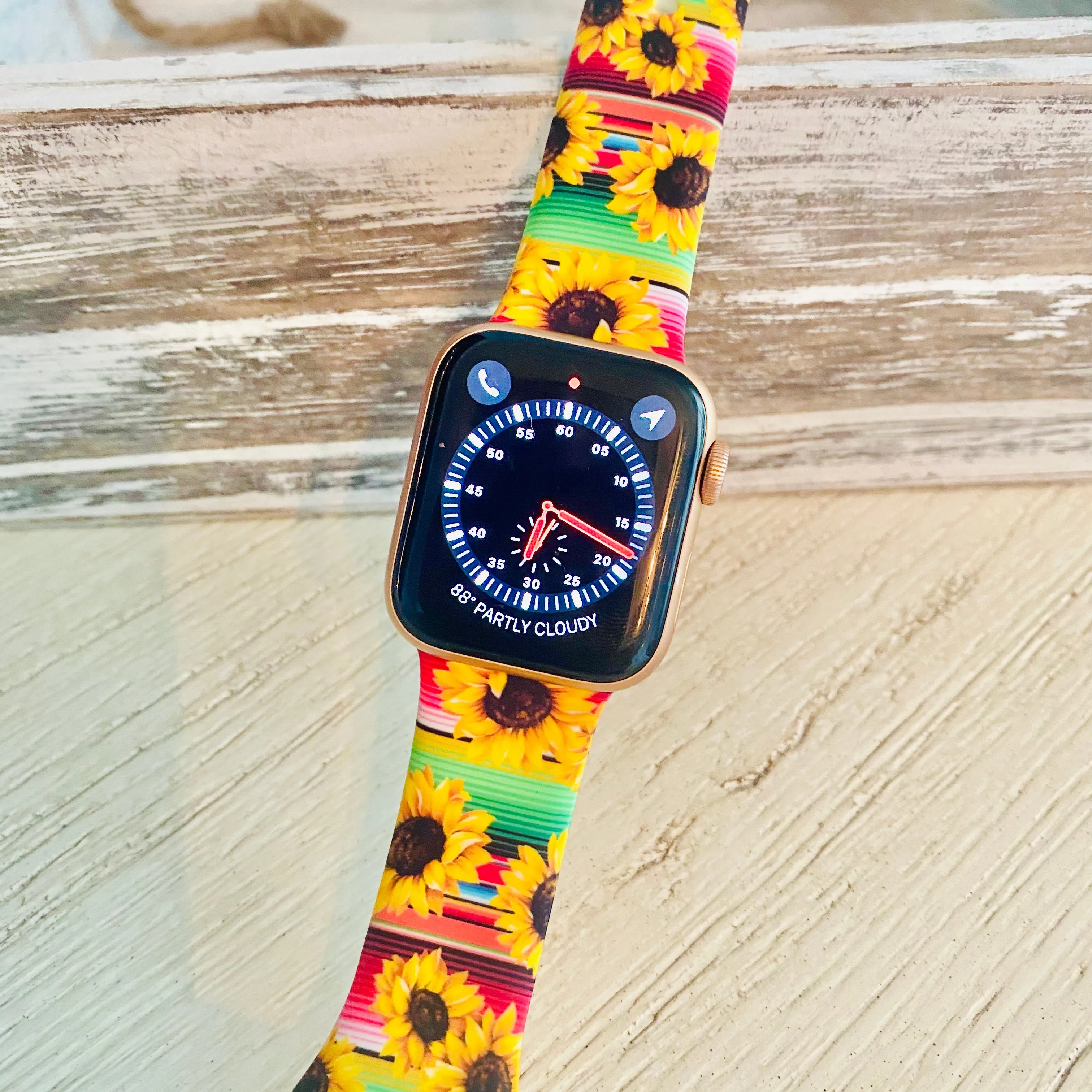 Rainbow Sunflower Print Silicone Band For Apple Watch