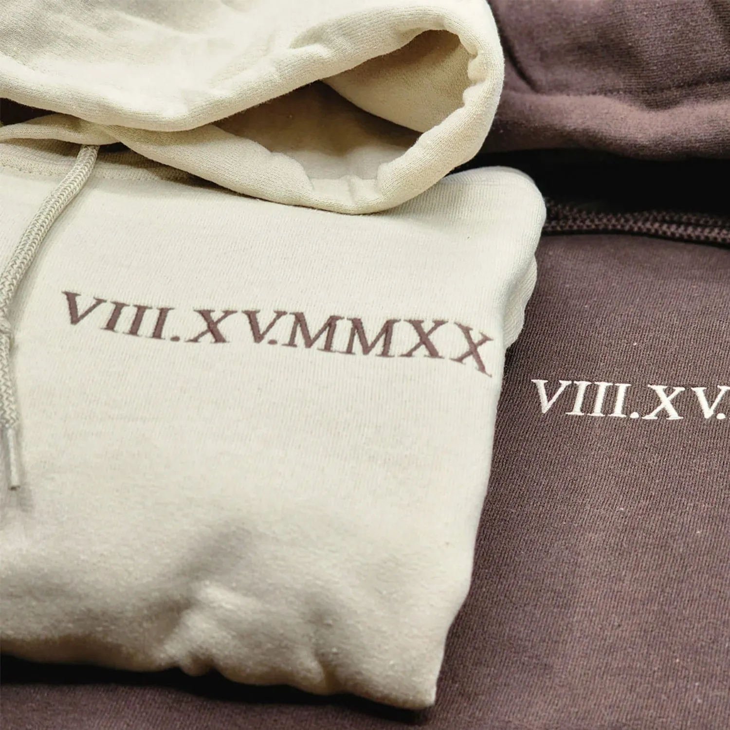 Roman Numeral Date Sweatshirt, Hoodie, Unique Gift for Couple - Embroidered