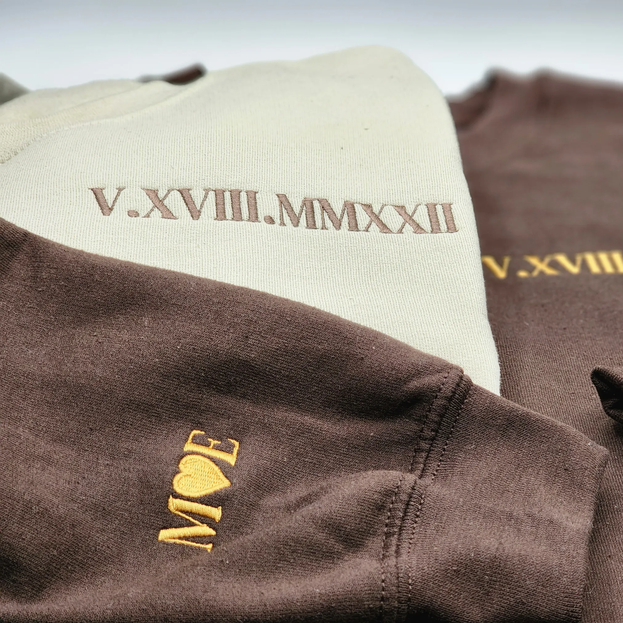 Roman Numeral Date Sweatshirt, Hoodie, Unique Gift for Couple - Embroidered