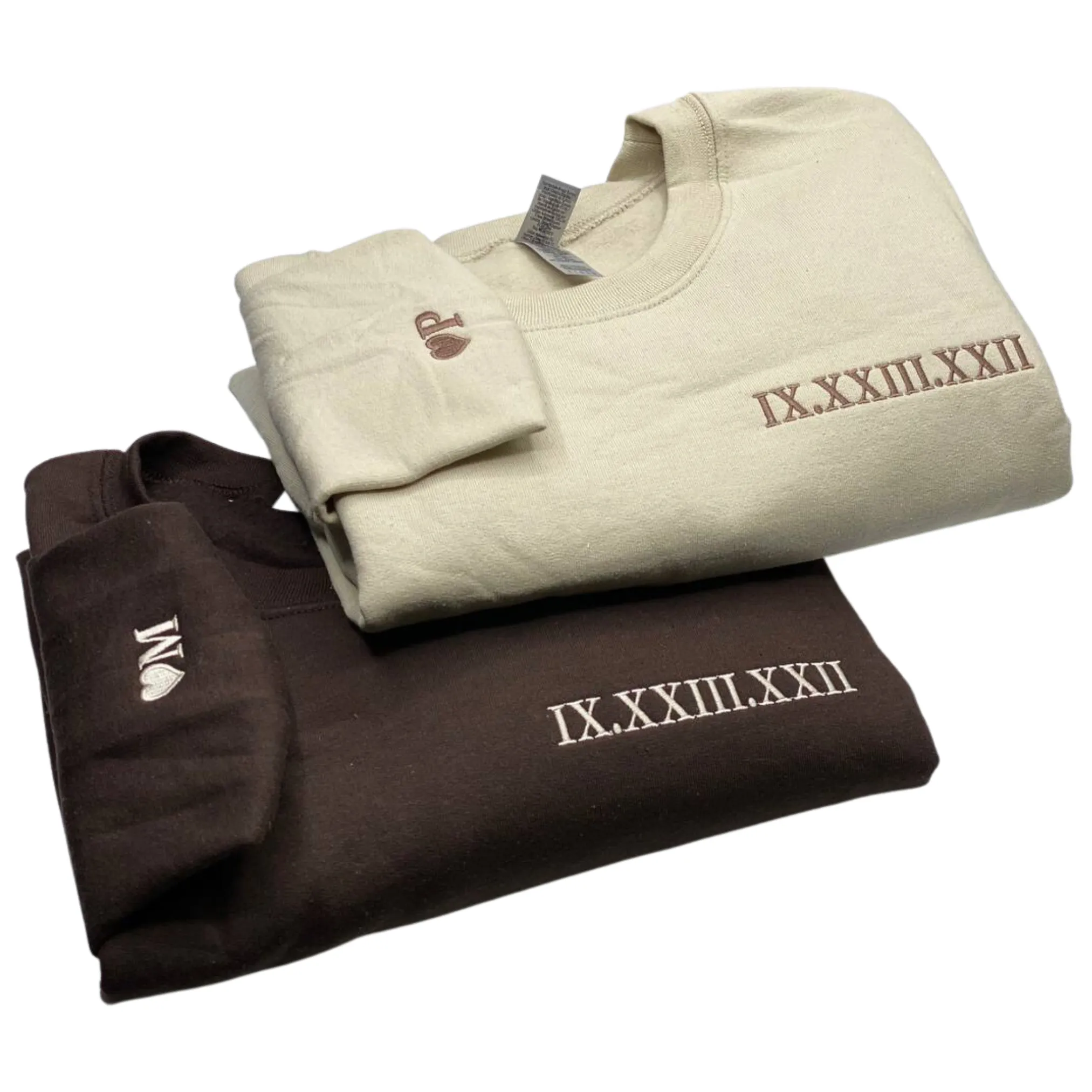 Roman Numeral Date Sweatshirt, Hoodie, Unique Gift for Couple - Embroidered