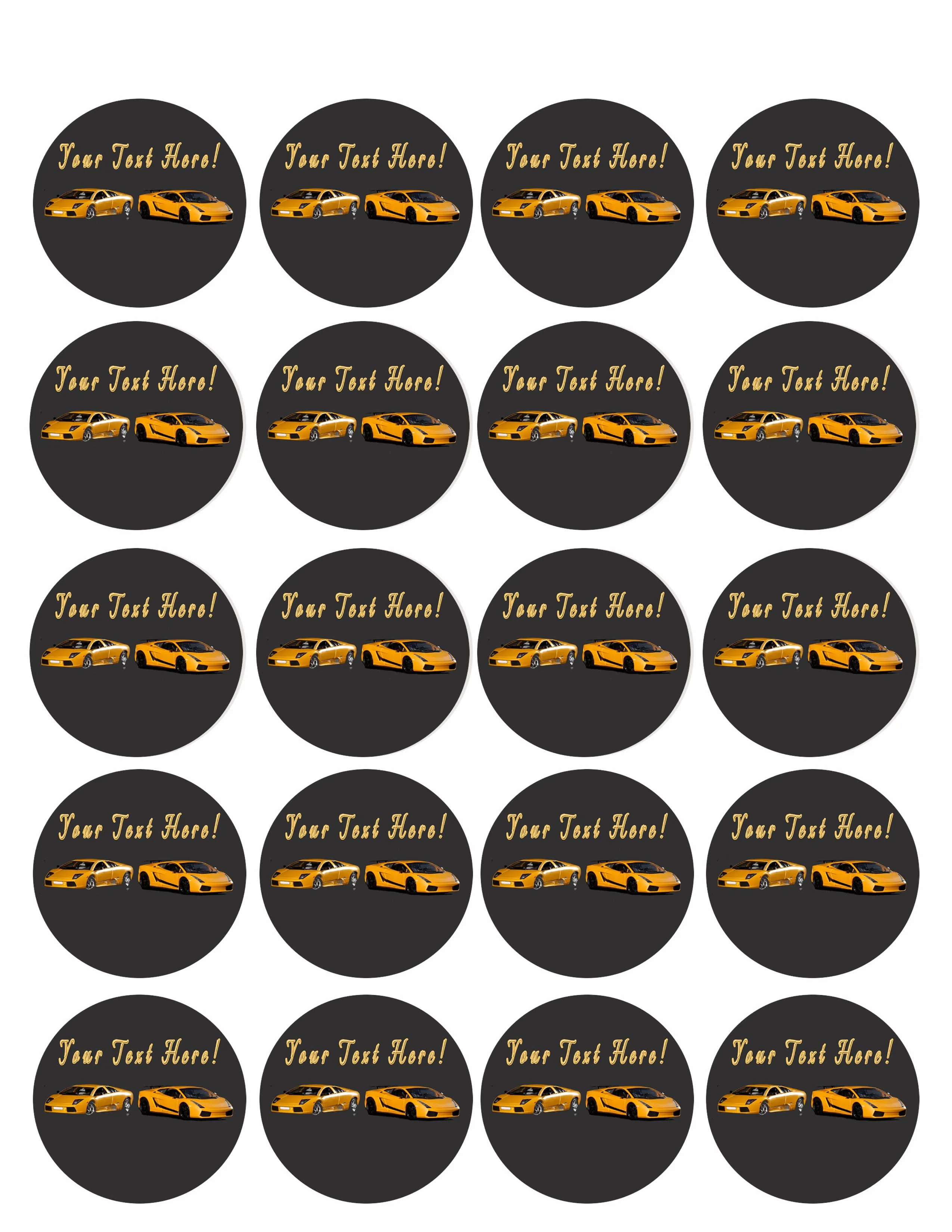 Sport Cars - Edible Cake Topper, Cupcake Toppers, Strips