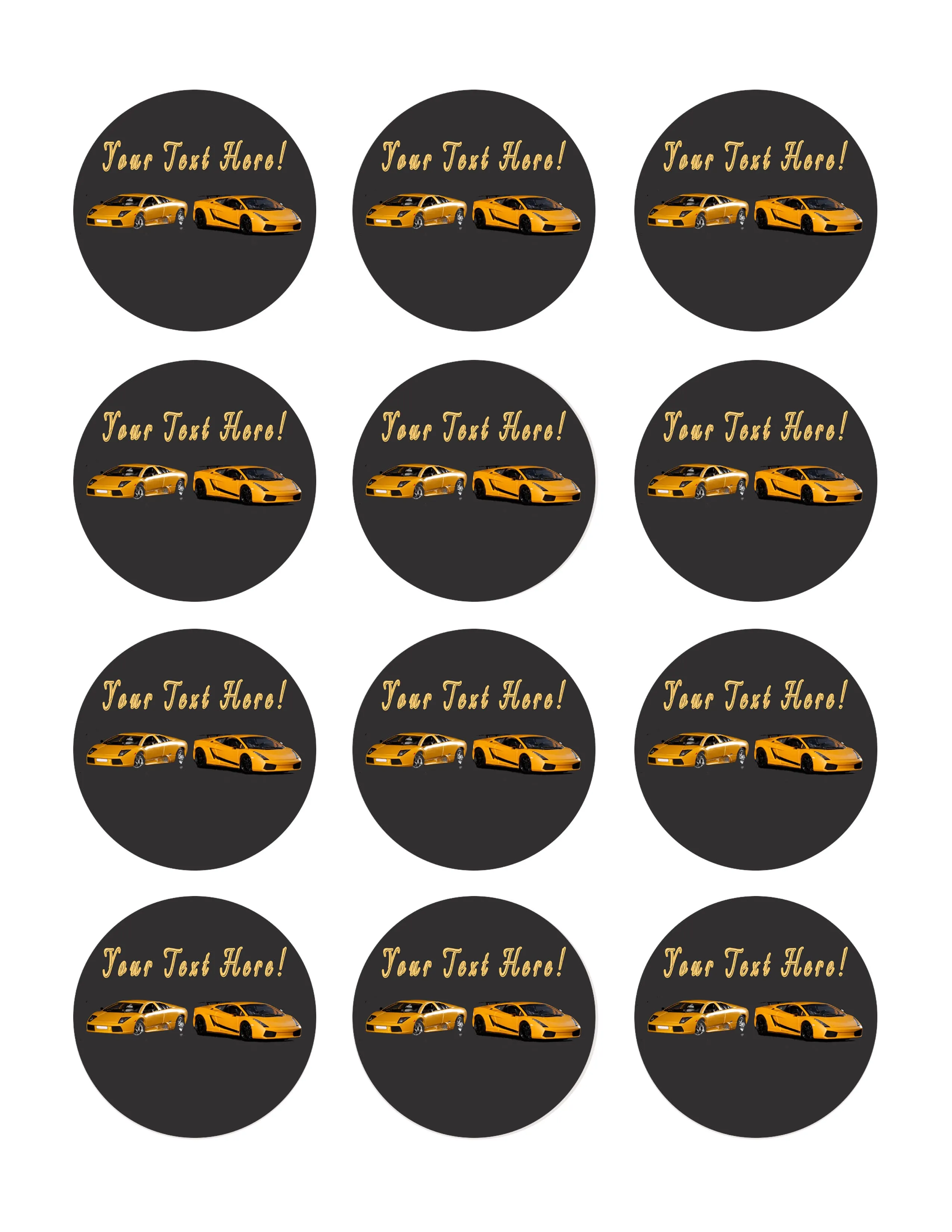 Sport Cars - Edible Cake Topper, Cupcake Toppers, Strips