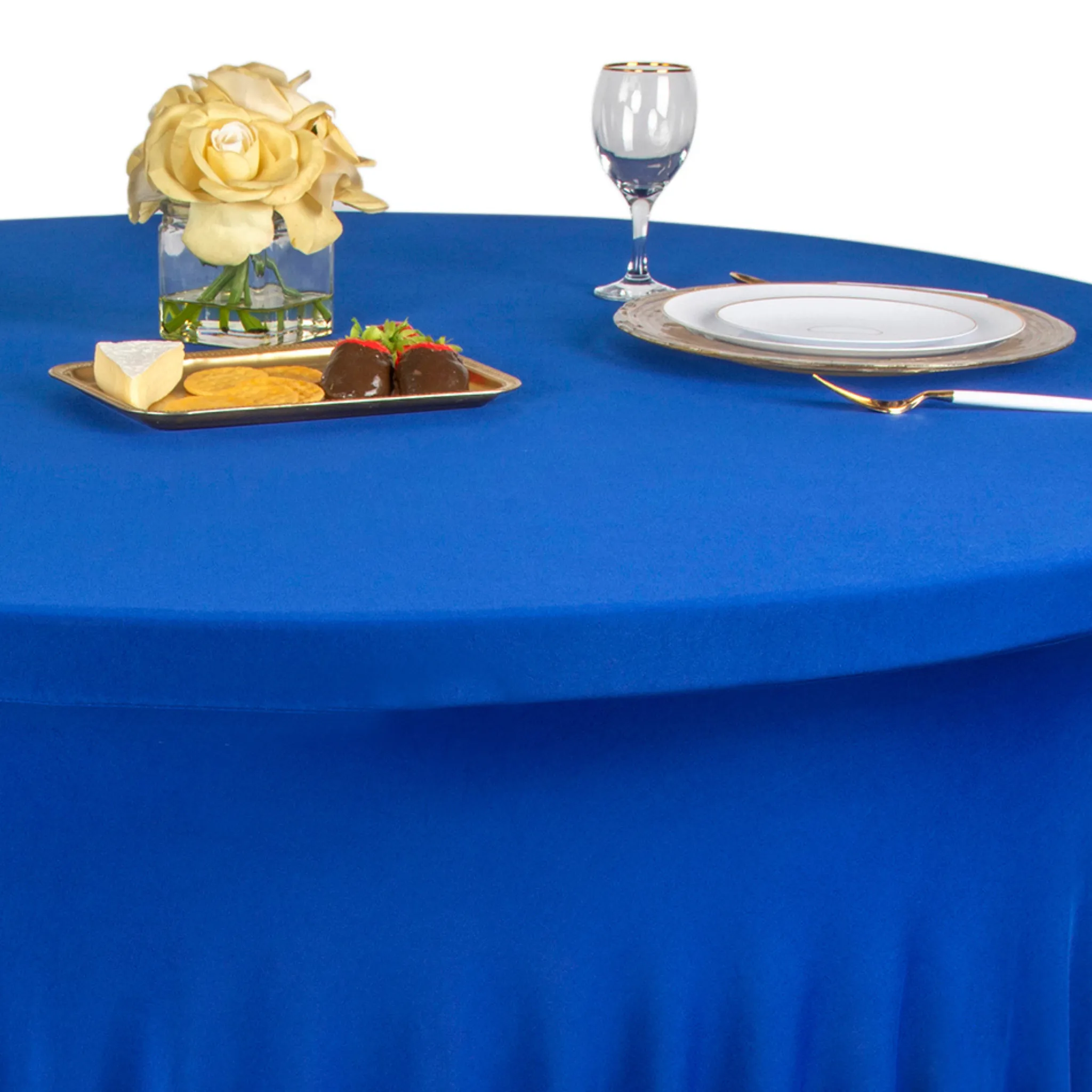Wavy Spandex Table Cover 5ft Round - Royal Blue