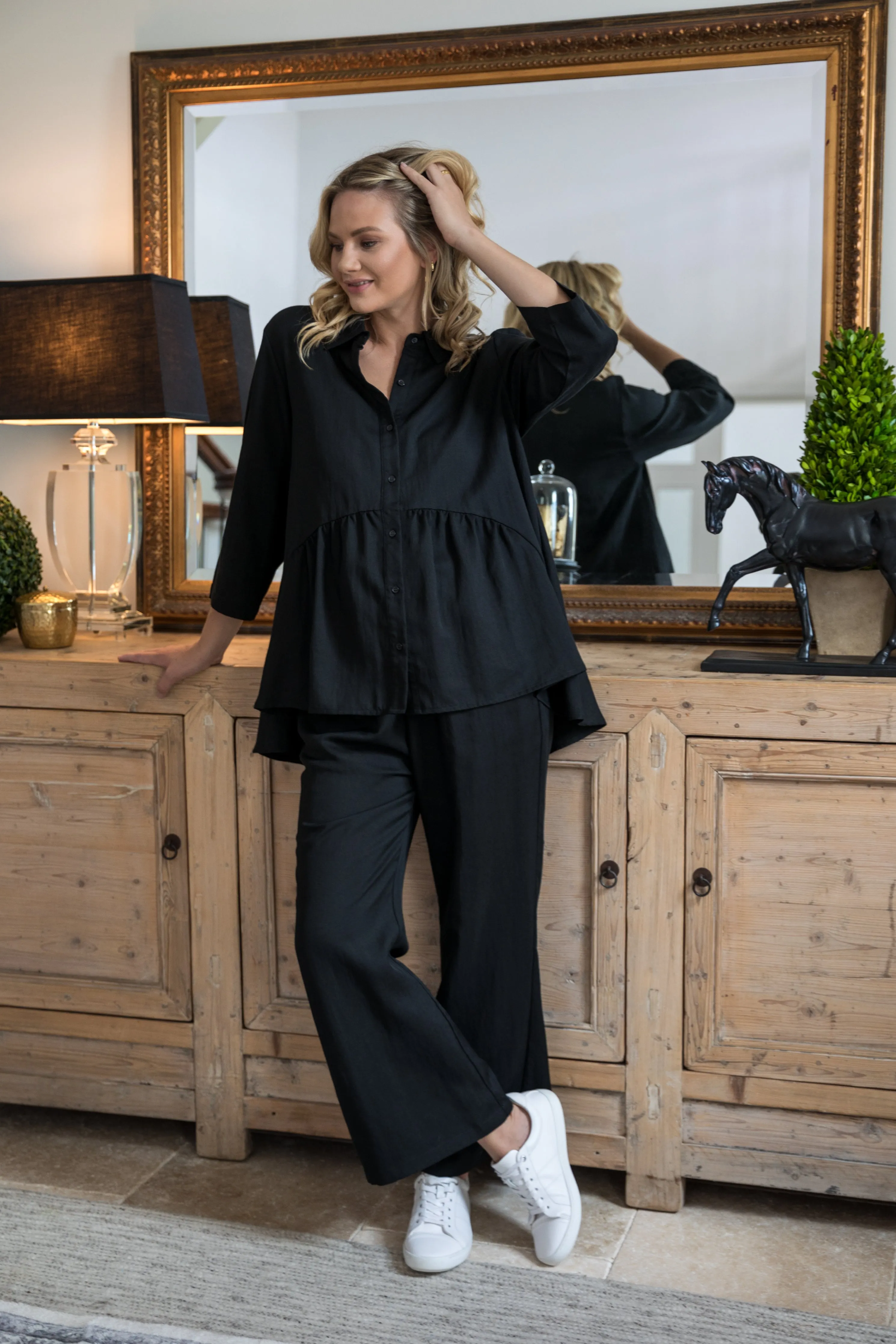 Wide Leg Olivia Pant | Black | FINAL SALE