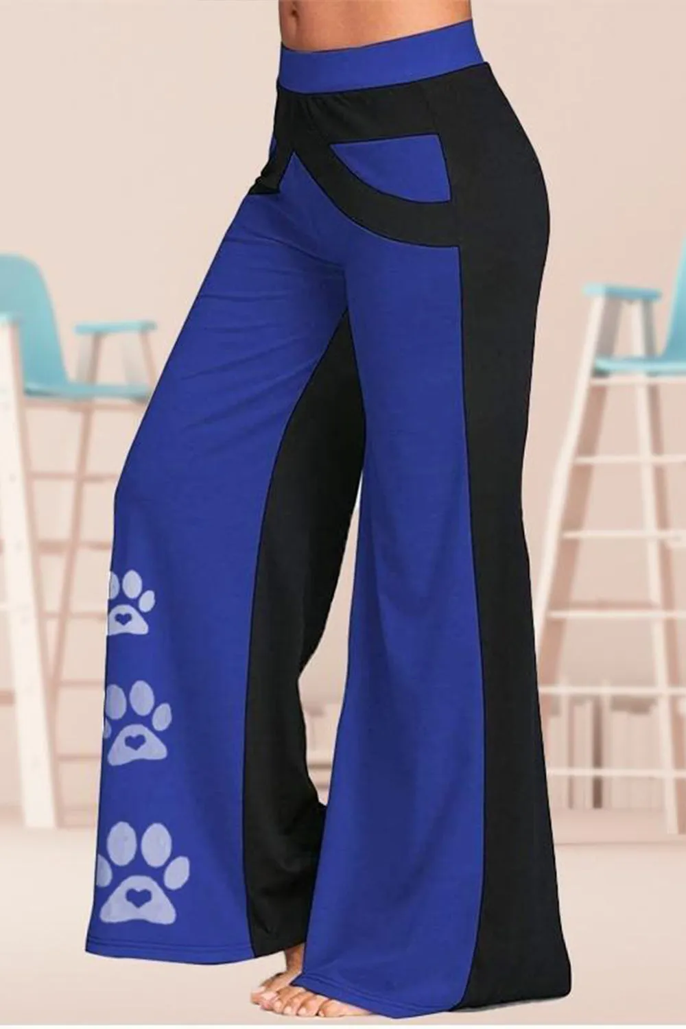 Women's Mid Waisted Wide Leg Yoga Pants dog paw