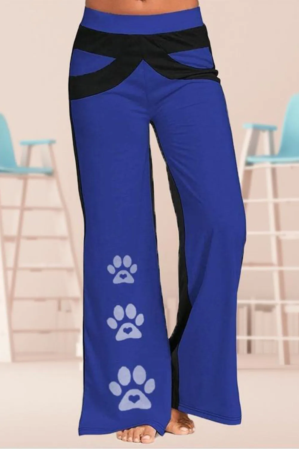 Women's Mid Waisted Wide Leg Yoga Pants dog paw